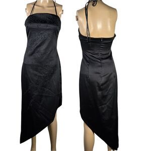 California Concepts Vintage Y2k 90s Asymmetrical Black Halter Dress